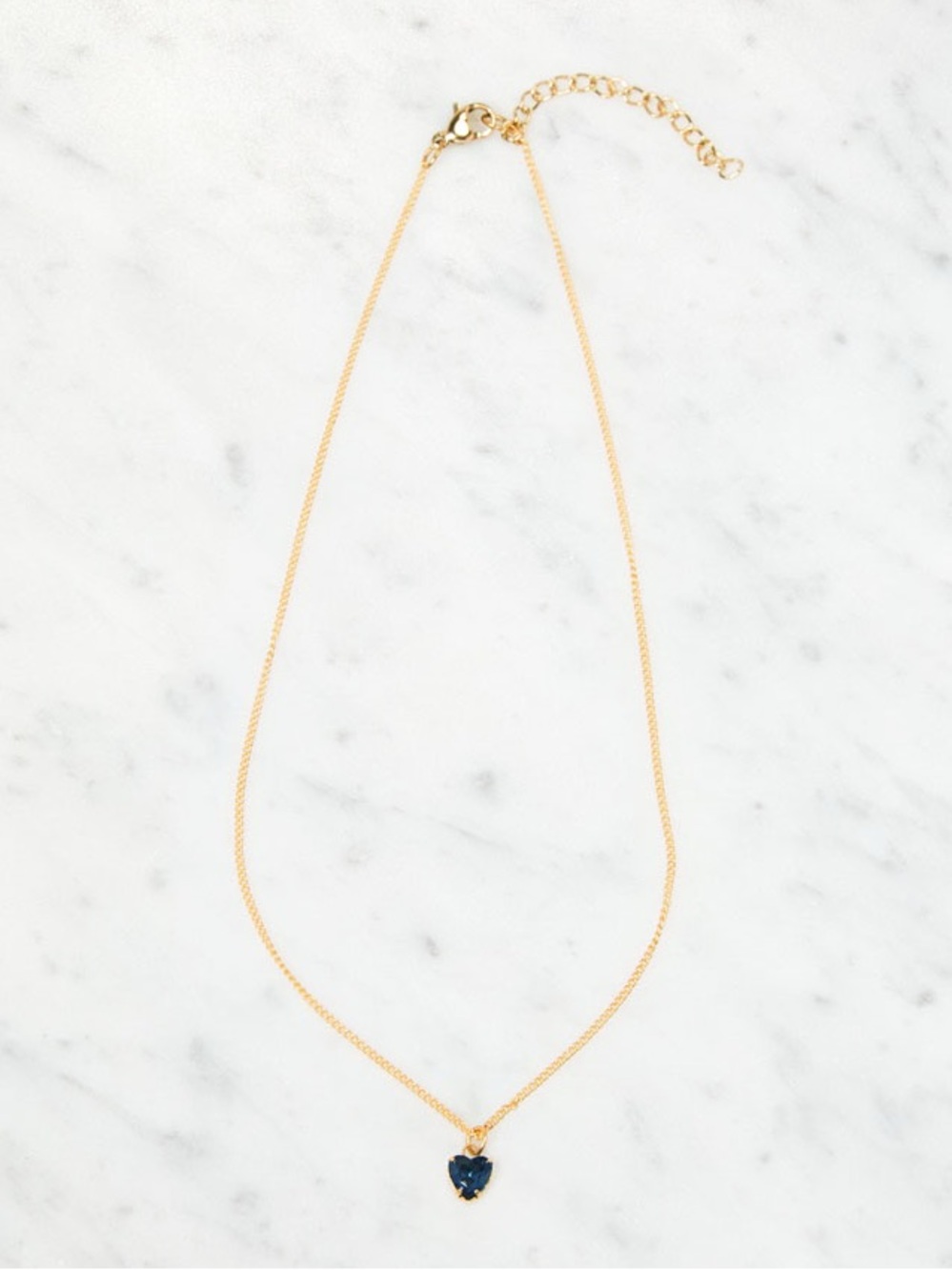 John Galt Sapphire Heart Charm Gold-Tone Choker Necklace